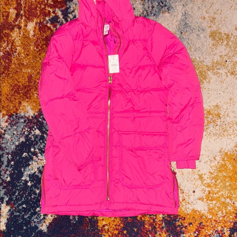 J. Crew Bright Pink Quilted Jacket